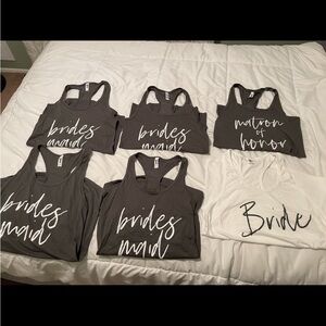 Gray bride and bridesmaids tank tops